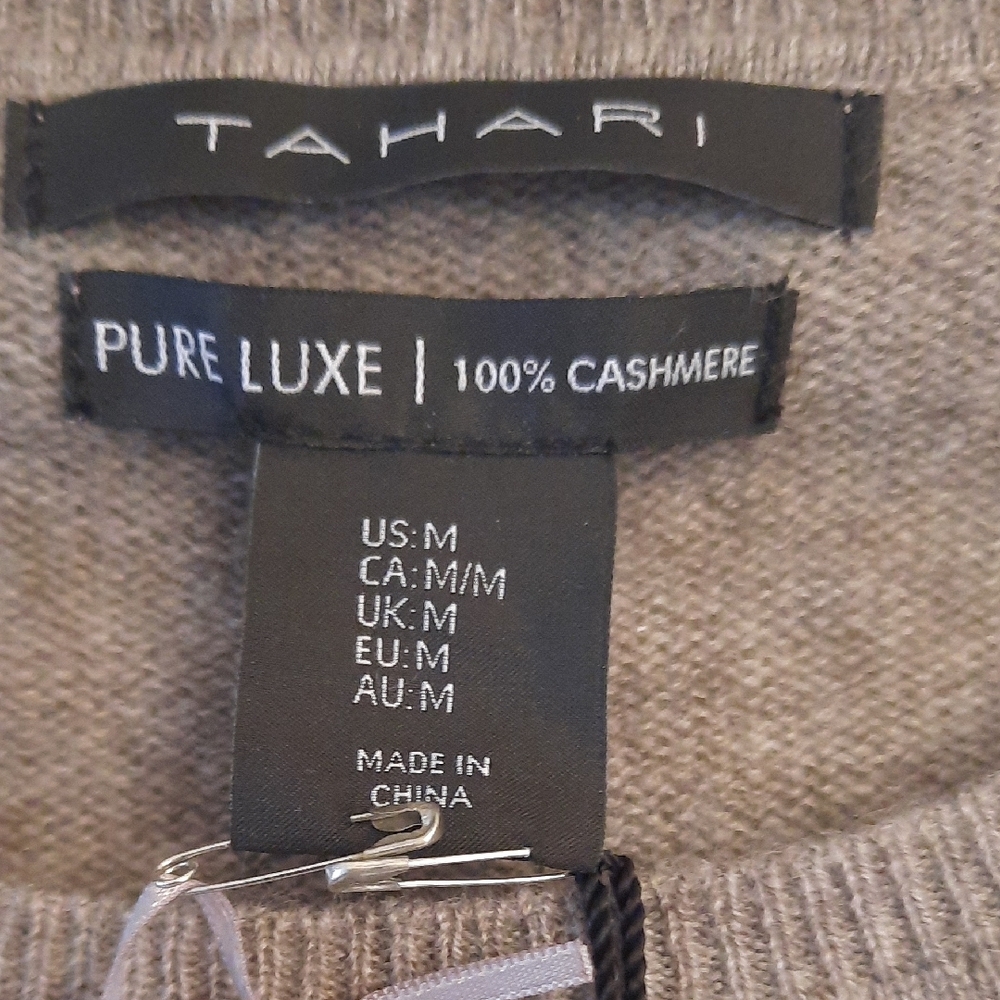 Tahari 100% Cashmere Crew Neck Sweater- New - Picture 2 of 5